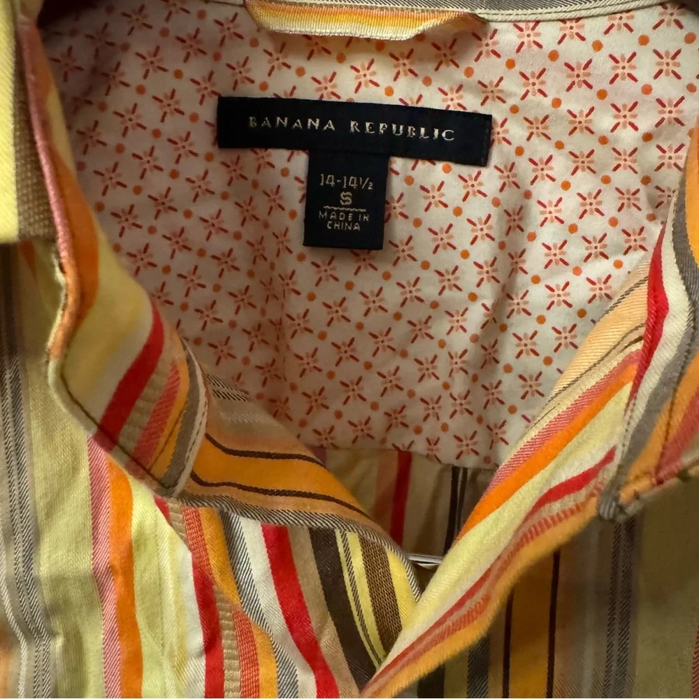 Banana Republic Multicolor Striped Button Down Shirt Orange Red Yellow Size S